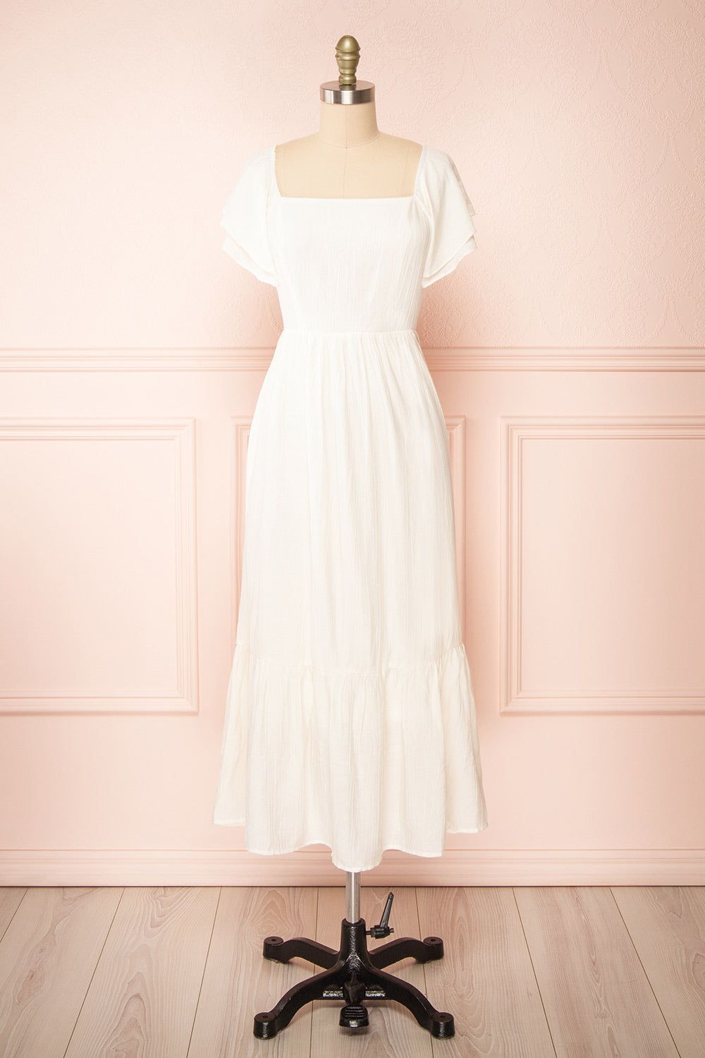 Myrtille Ivory | Midi Dress w/ Ruffled Sleeves sold by Boutique 1861