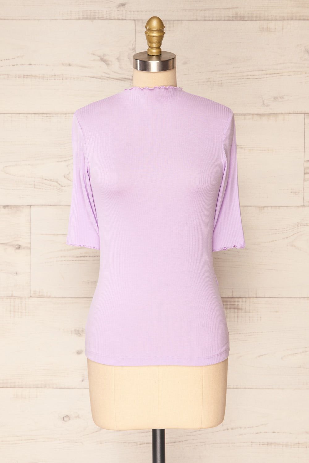 Nirvana Mauve | Ribbed Top w/ Frills sold by Boutique 1861