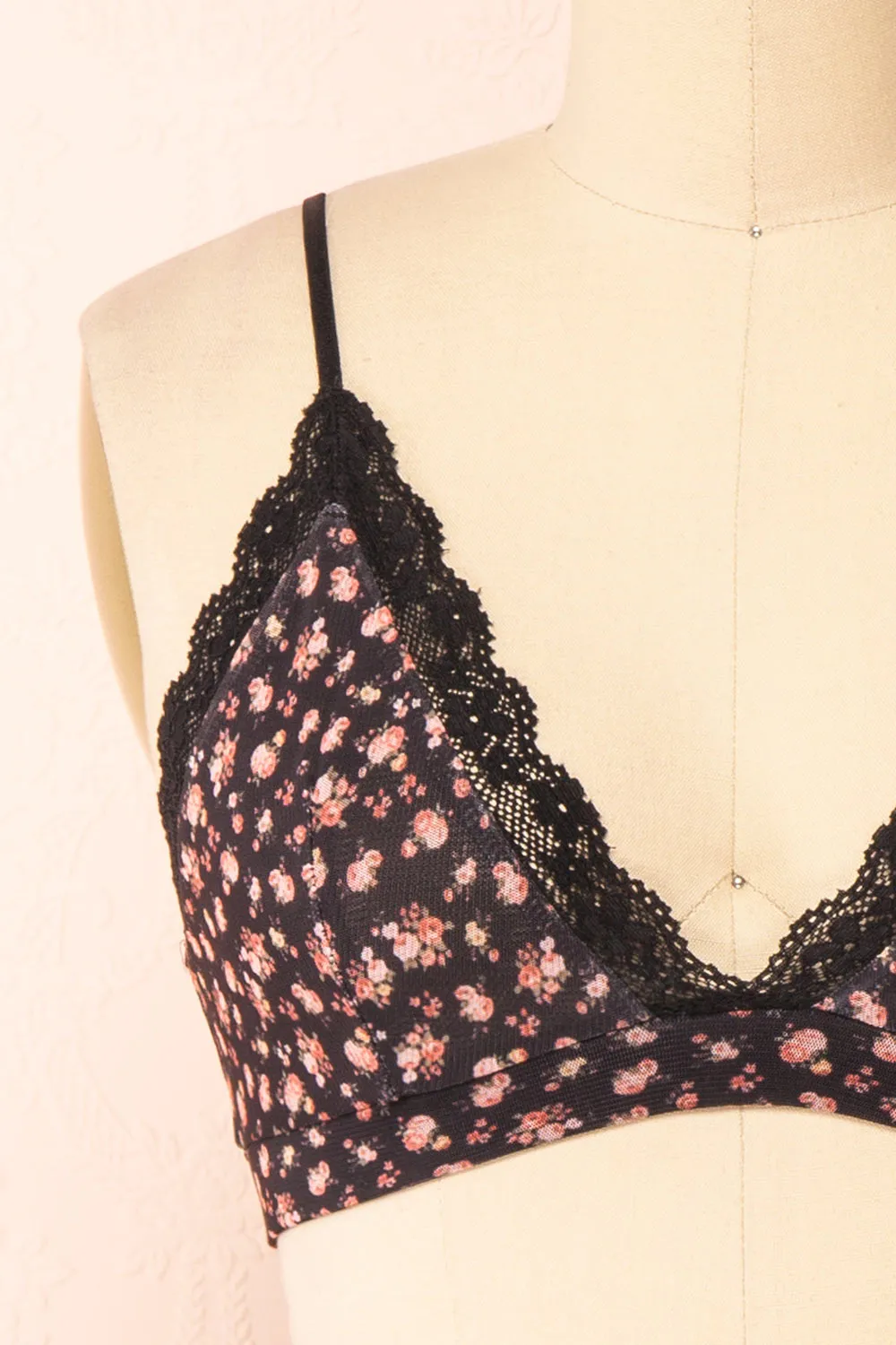 Distyle Black | Floral Mesh Bralette w/ Lace sold by Boutique 1861 product image thumbnail 2