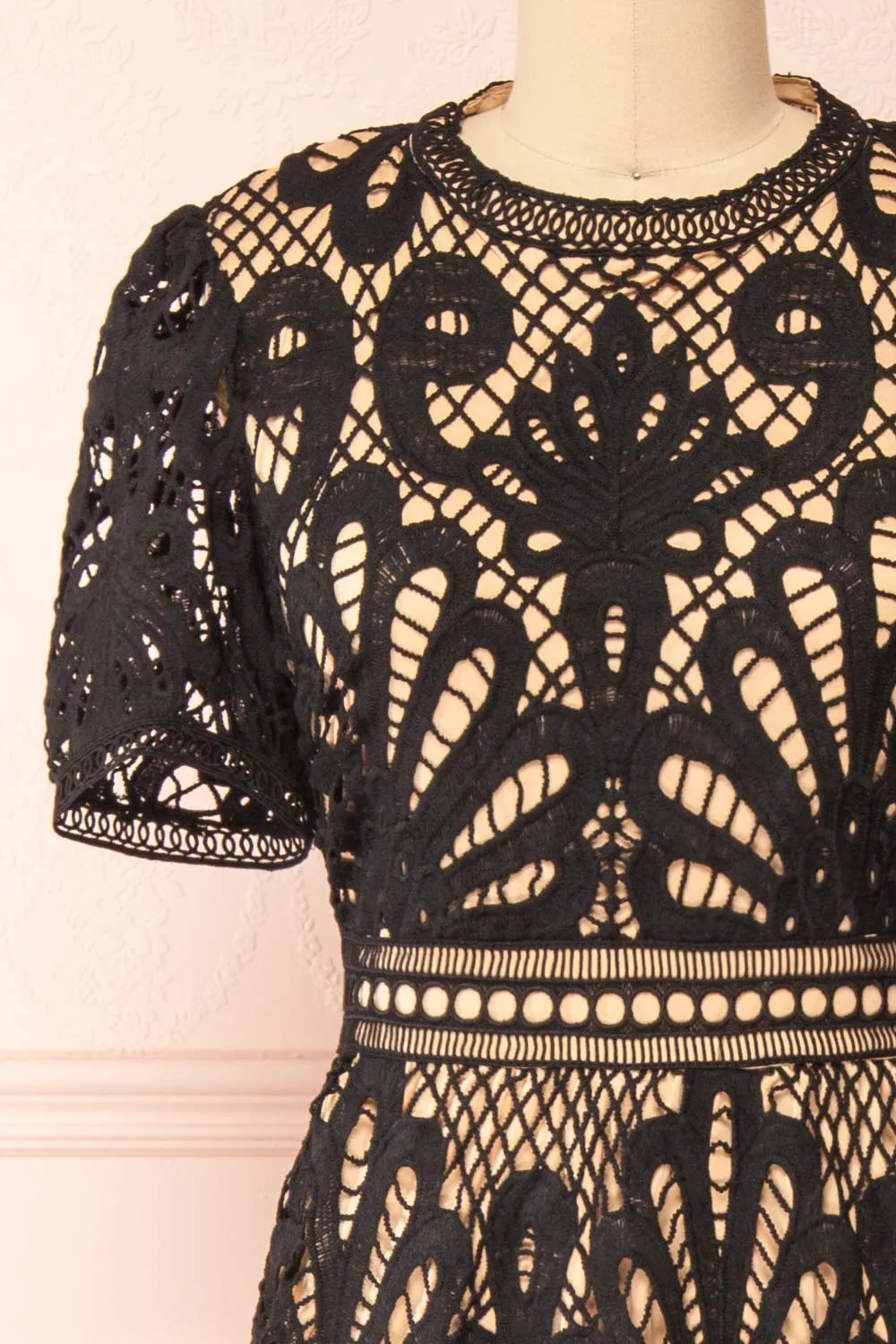 Shevona Black | Crocheted Lace Midi Dress sold by Boutique 1861 product image thumbnail 3
