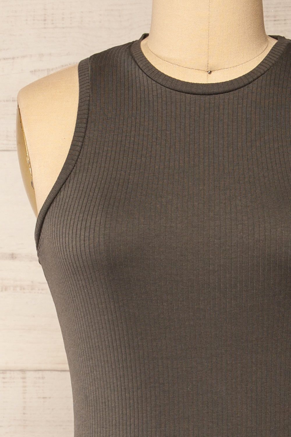 Vateras Khaki | Ribbed Sleeveless Midi Dress sold by Boutique 1861 product image thumbnail 2