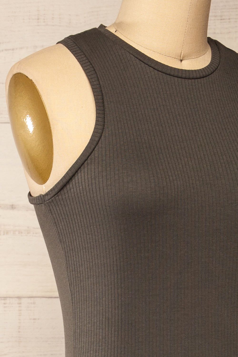 Vateras Khaki | Ribbed Sleeveless Midi Dress sold by Boutique 1861 product image thumbnail 4