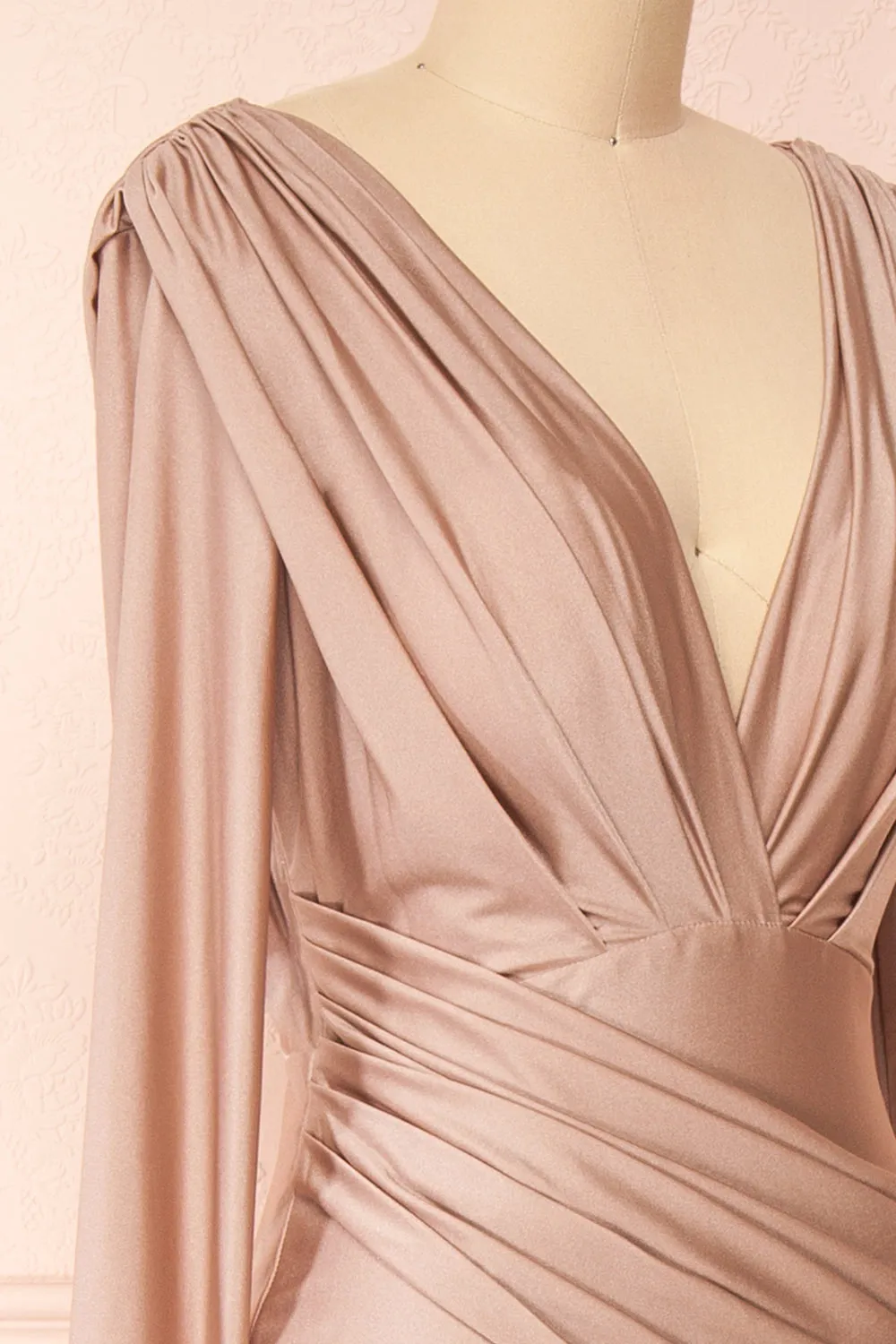 Lenai Taupe | Draped Mermaid Gown w/ Long Sleeves sold by Boutique 1861 product image thumbnail 5