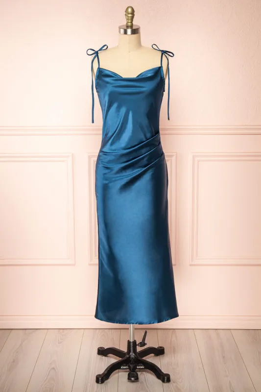 Elyse Royal Blue | Cowl Neck Midi Dress sold by Boutique 1861