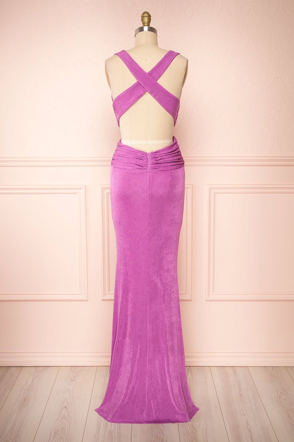Verity Lilac | V-Neck Fitted Maxi Dress sold by Boutique 1861 product image thumbnail 3
