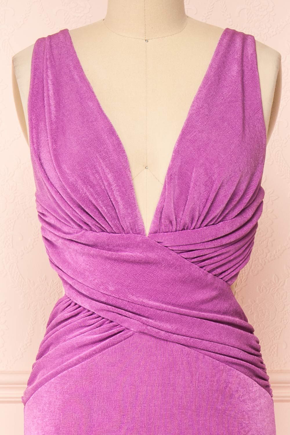 Verity Lilac | V-Neck Fitted Maxi Dress sold by Boutique 1861 product image thumbnail 4