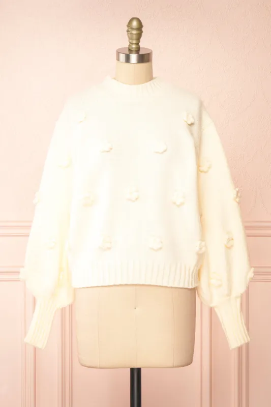 Cathy | Ivory 3D Floral Sweater sold by Boutique 1861