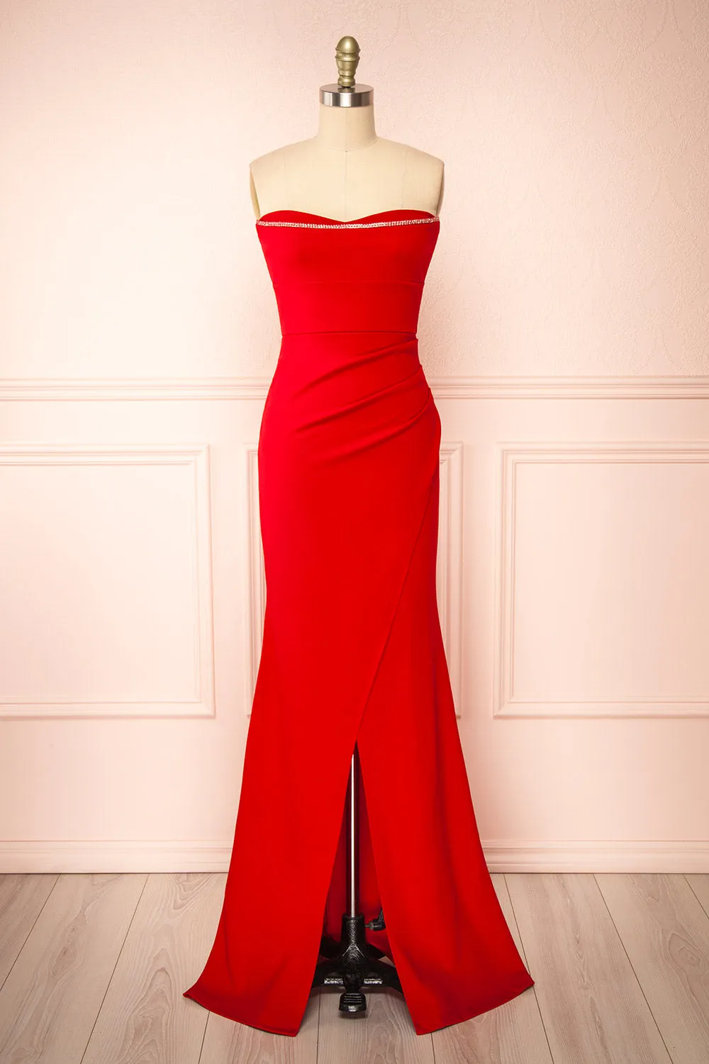 Elvya Red | Bustier Maxi Mermaid Dress sold by Boutique 1861