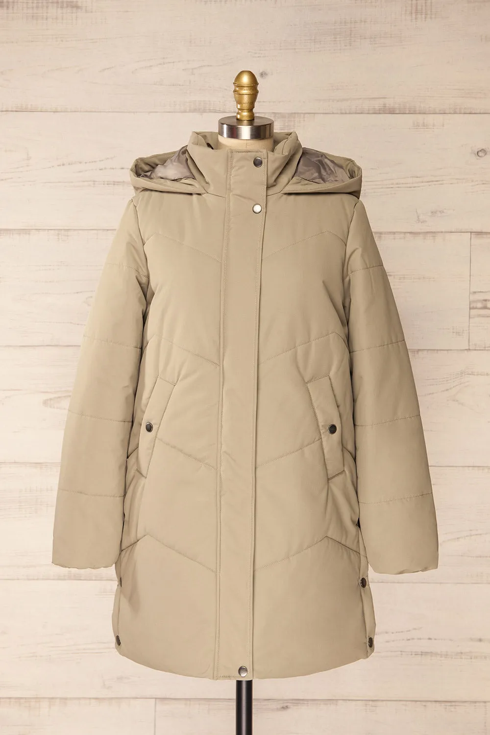 Tuvalu Sage | Quilted Coat w/ Side Vents sold by Boutique 1861
