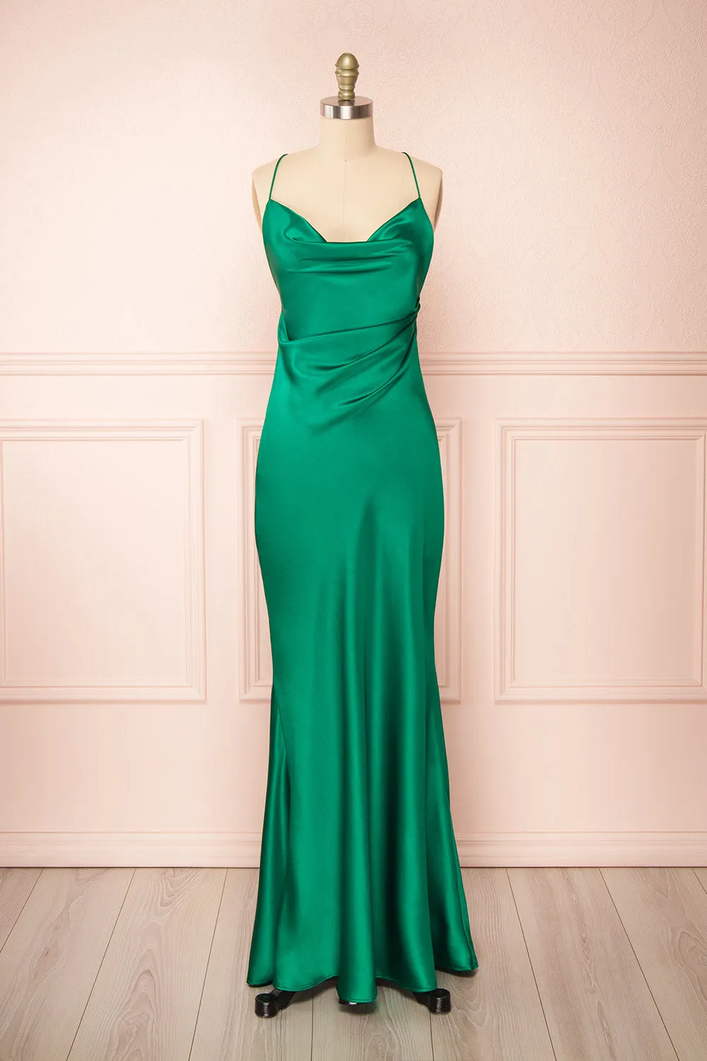 Areane Green | Cowl Neck Satin Maxi Dress w/ Chain sold by Boutique 1861 product image thumbnail 5