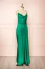 Areane Green | Cowl Neck Satin Maxi Dress w/ Chain sold by Boutique 1861