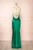 Areane Green | Cowl Neck Satin Maxi Dress w/ Chain sold by Boutique 1861