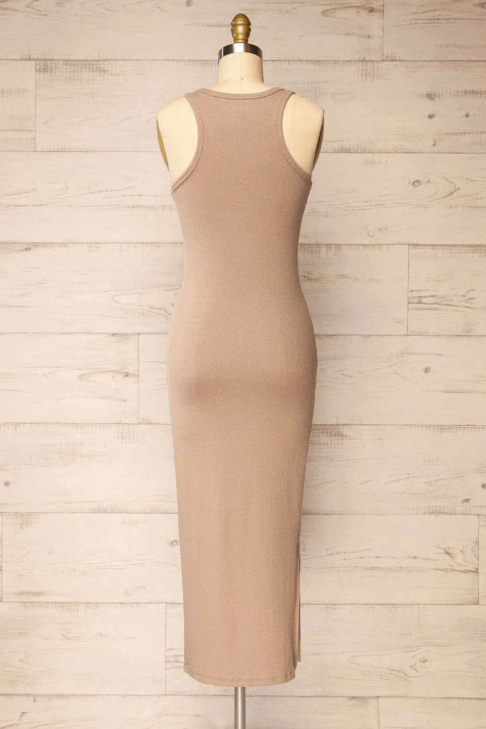Floirac Taupe | Sleeveless Ribbed Midi Dress sold by Boutique 1861 product image thumbnail 5