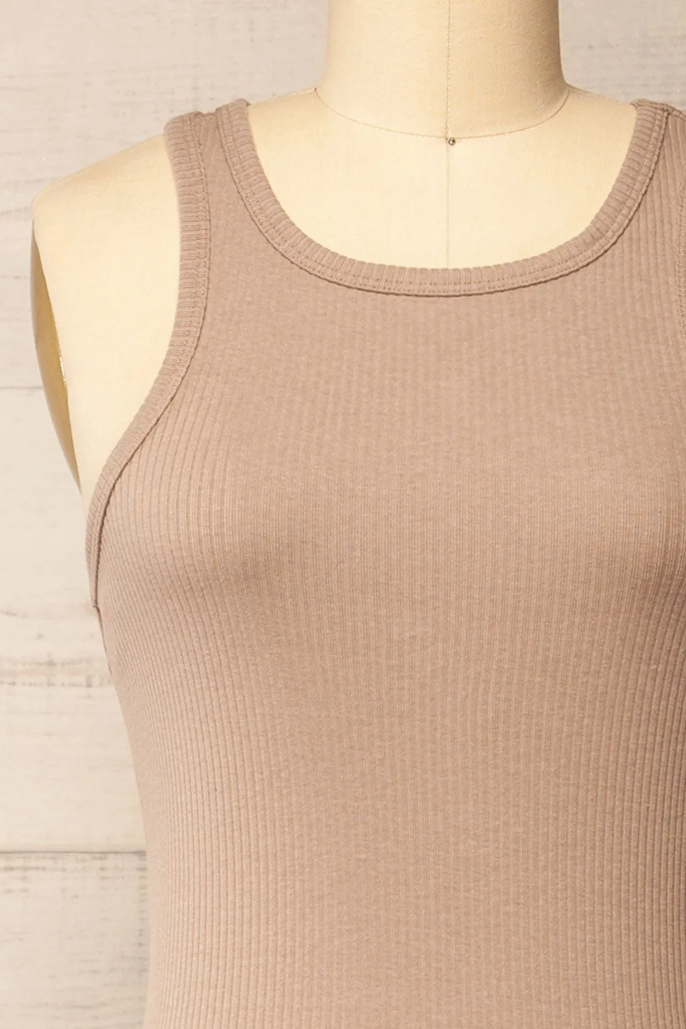 Floirac Taupe | Sleeveless Ribbed Midi Dress sold by Boutique 1861 product image thumbnail 2