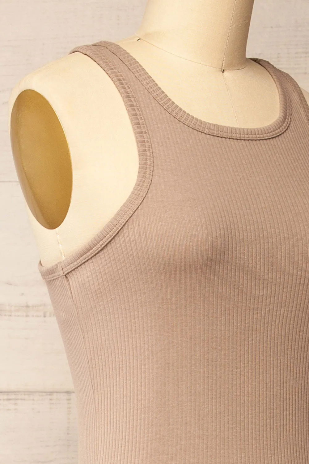 Floirac Taupe | Sleeveless Ribbed Midi Dress sold by Boutique 1861 product image thumbnail 4