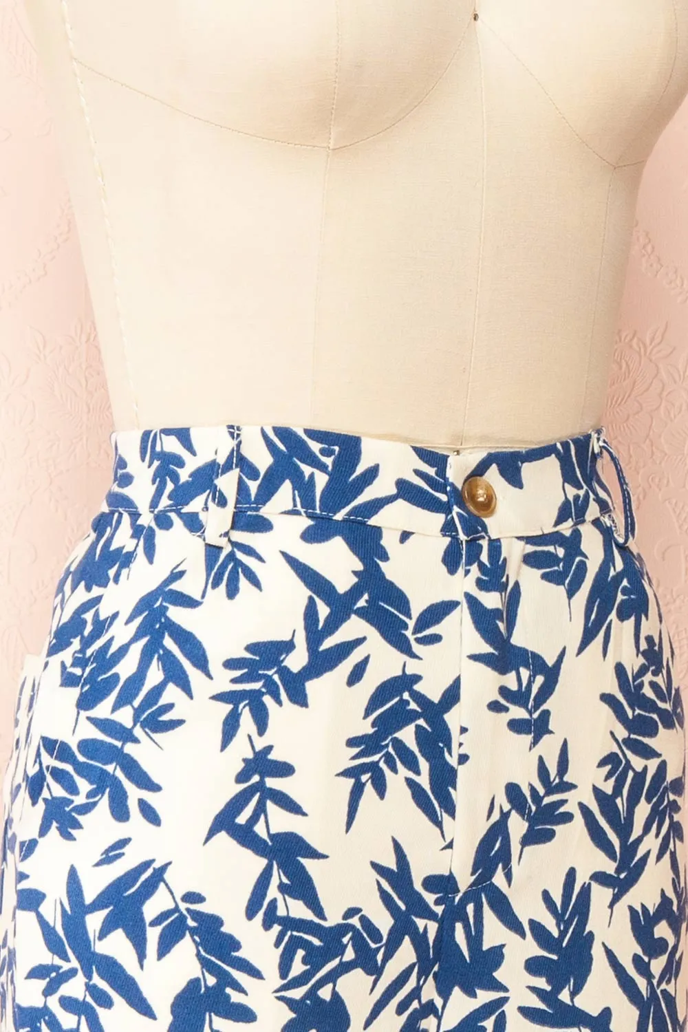Beckham | Ivory & Blue High-Waisted Patterned Pants sold by Boutique 1861 product image thumbnail 4