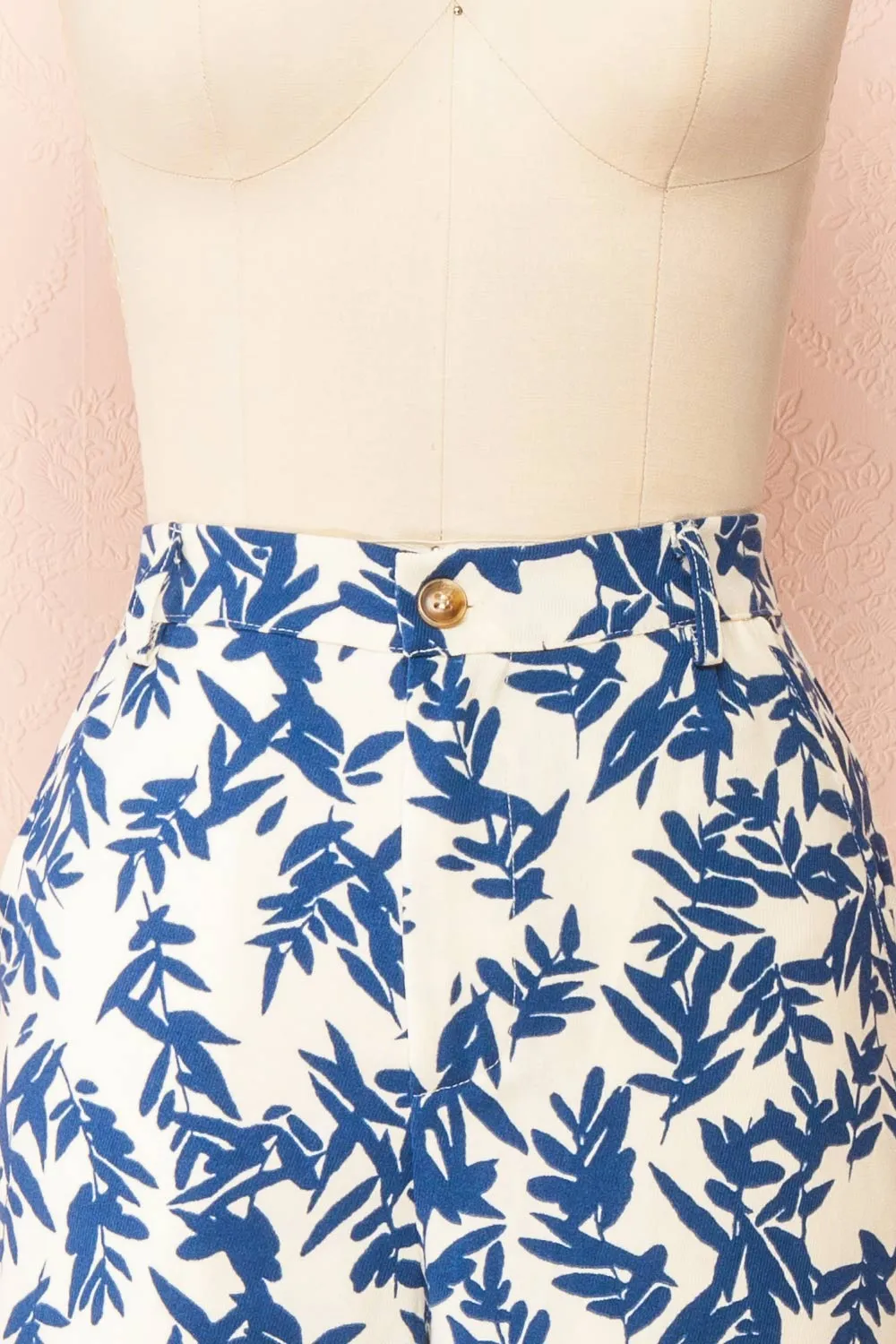 Beckham | Ivory & Blue High-Waisted Patterned Pants sold by Boutique 1861 product image thumbnail 2