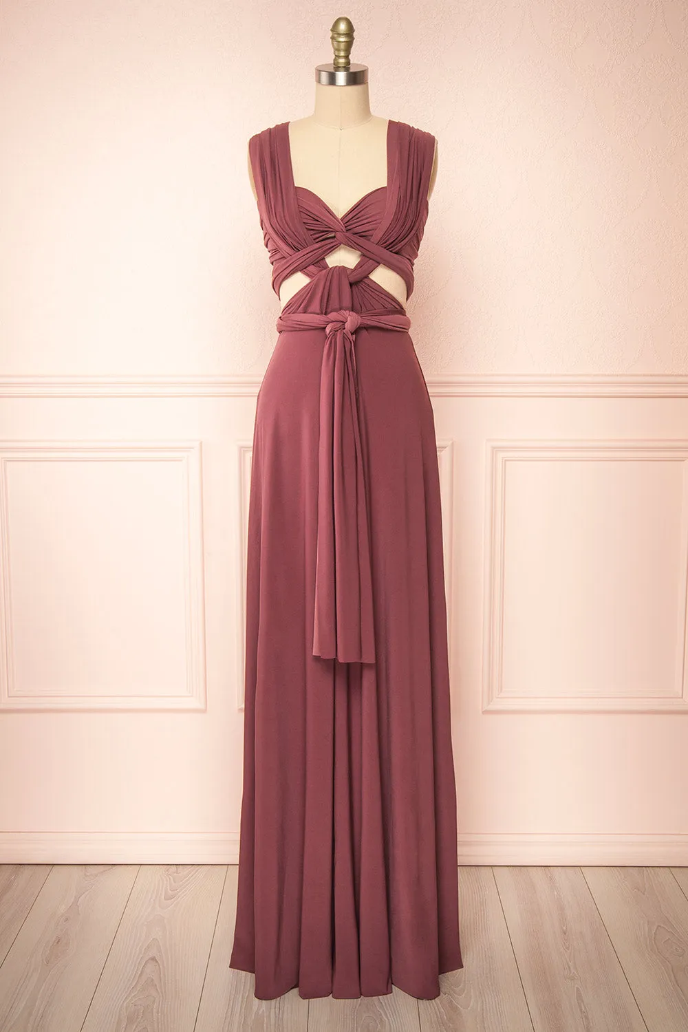 Violaine Dark Mauve | Convertible Maxi Dress sold by Boutique 1861