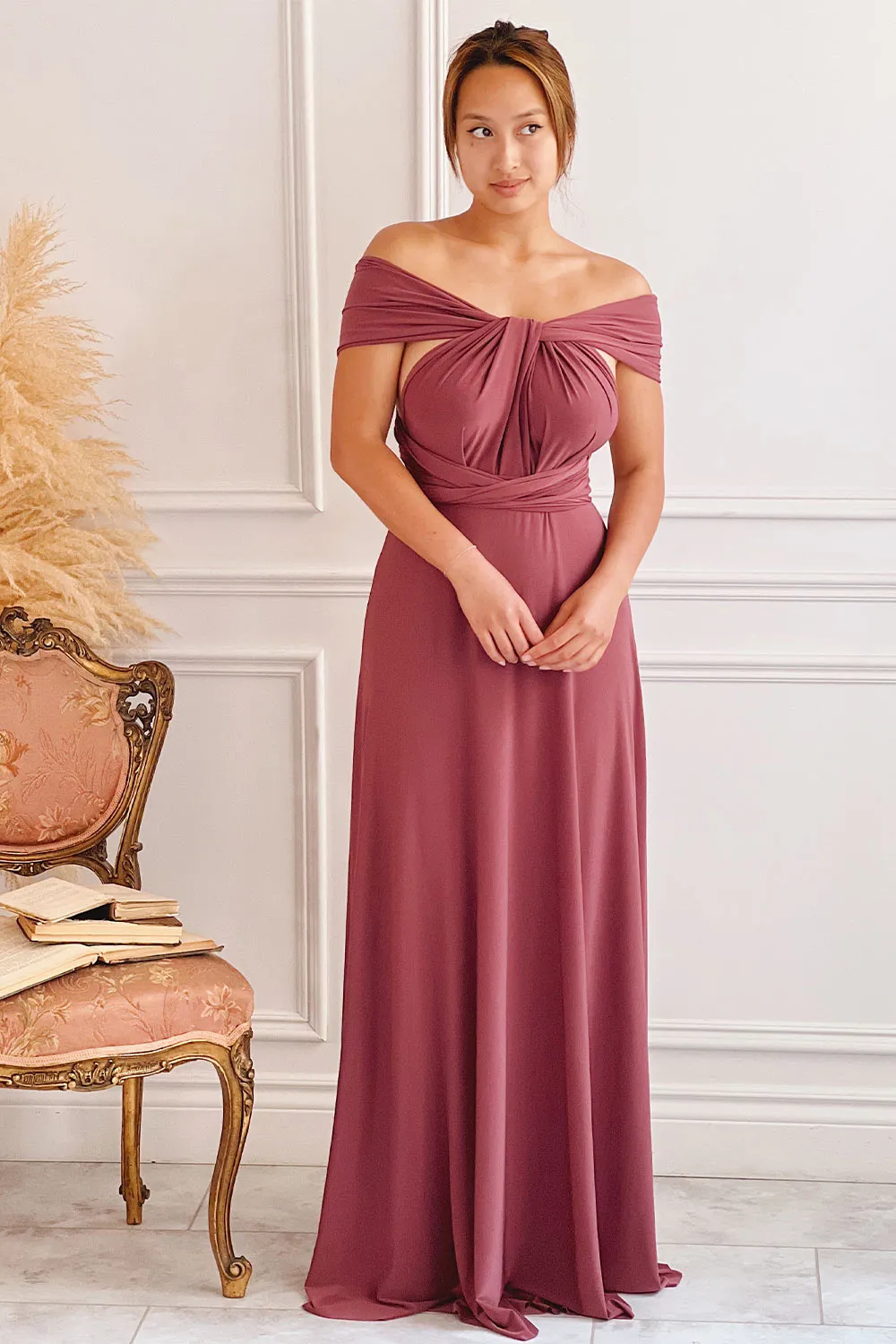 Violaine Dark Mauve | Convertible Maxi Dress sold by Boutique 1861 product image thumbnail 2