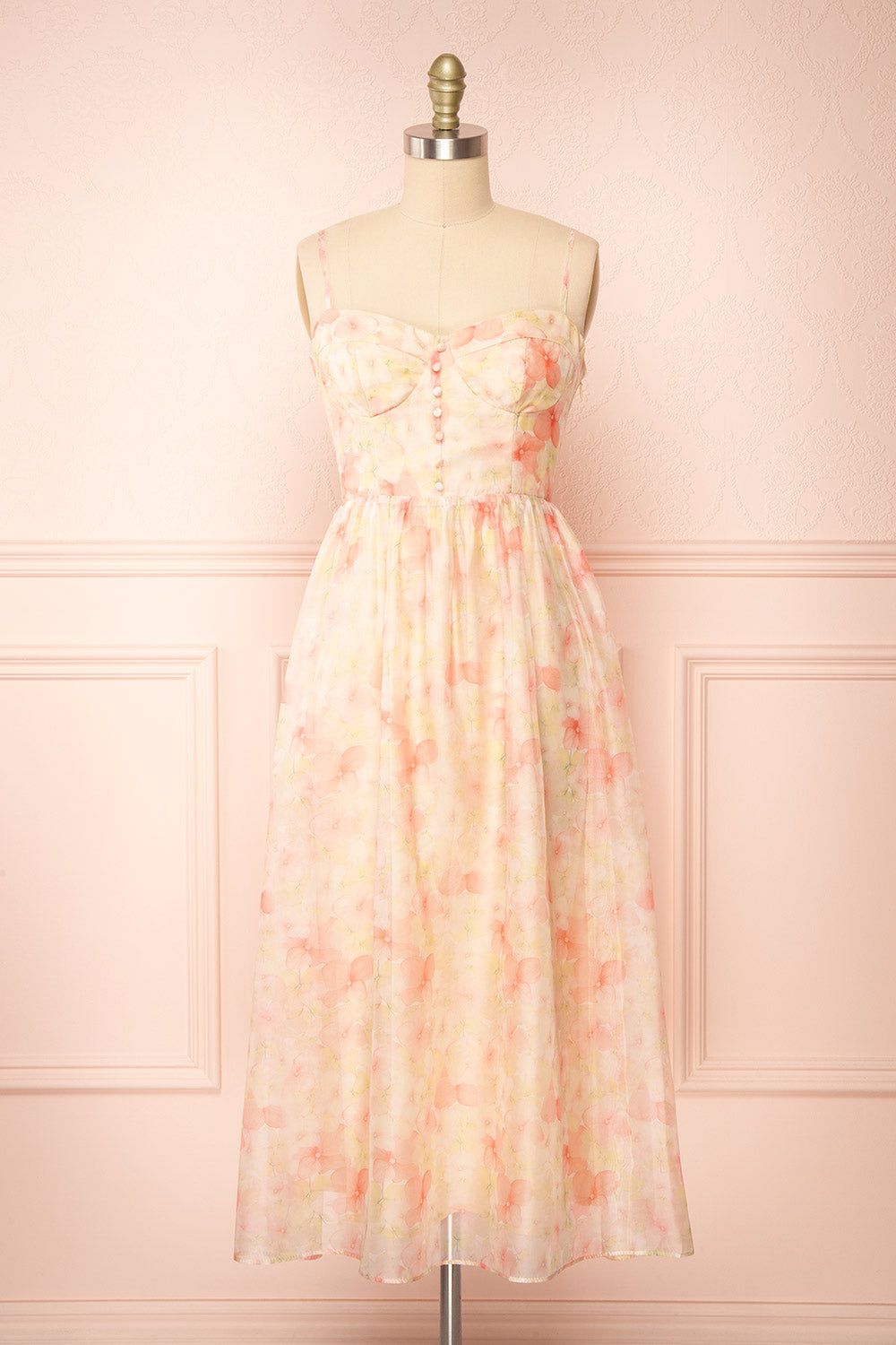 Ambu | Floral Midi Dress w/ Buttons sold by Boutique 1861