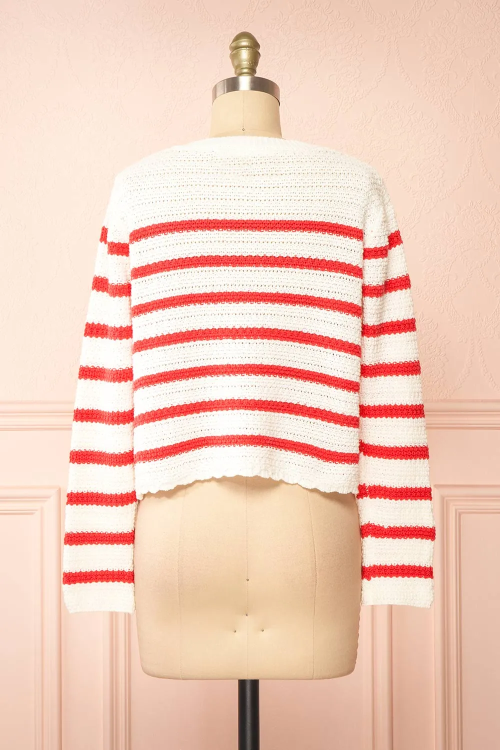 Rosye | White Knit Cardigan w/ Red Stripes sold by Boutique 1861 product image thumbnail 5