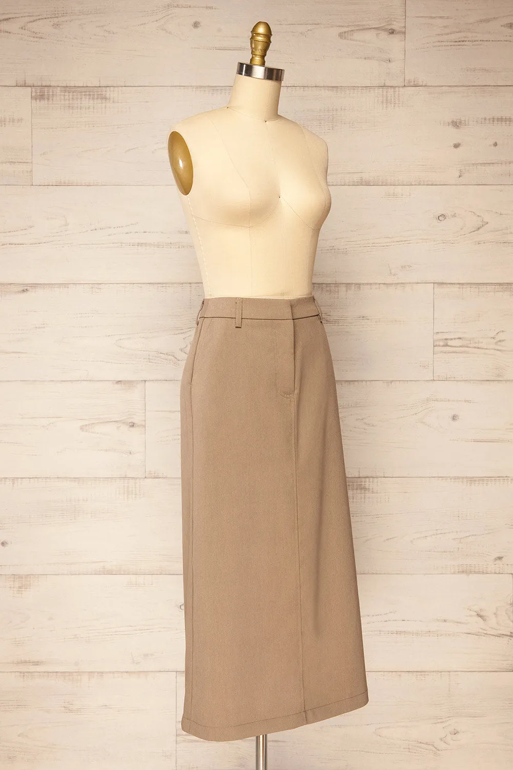 Lacombe | Taupe Midi A-Line Skirt sold by Boutique 1861 product image thumbnail 3