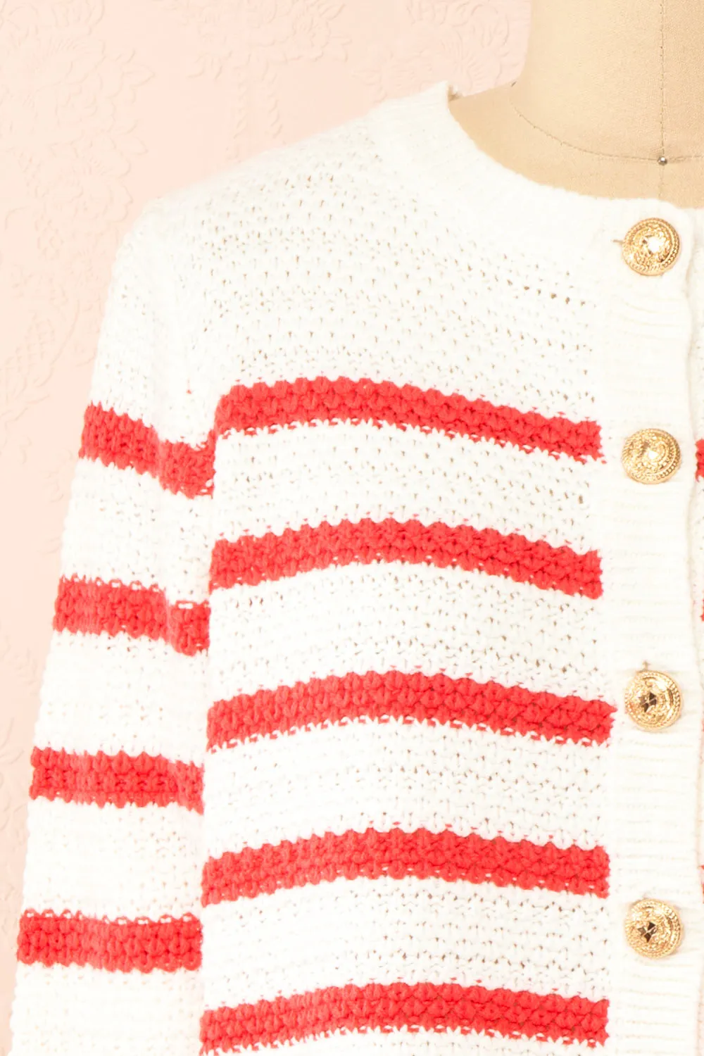 Rosye | White Knit Cardigan w/ Red Stripes sold by Boutique 1861 product image thumbnail 2