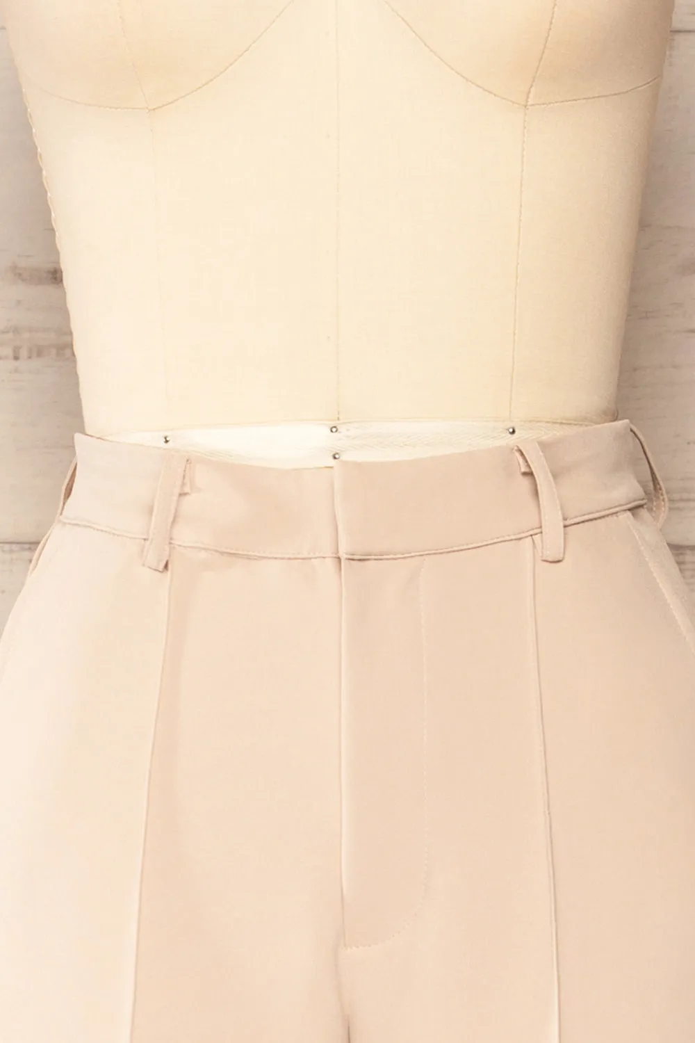 Turbine Beige | Solid Stitch Wide Leg Trousers sold by Boutique 1861 product image thumbnail 3