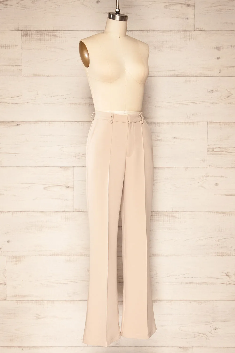 Turbine Beige | Solid Stitch Wide Leg Trousers sold by Boutique 1861 product image thumbnail 4