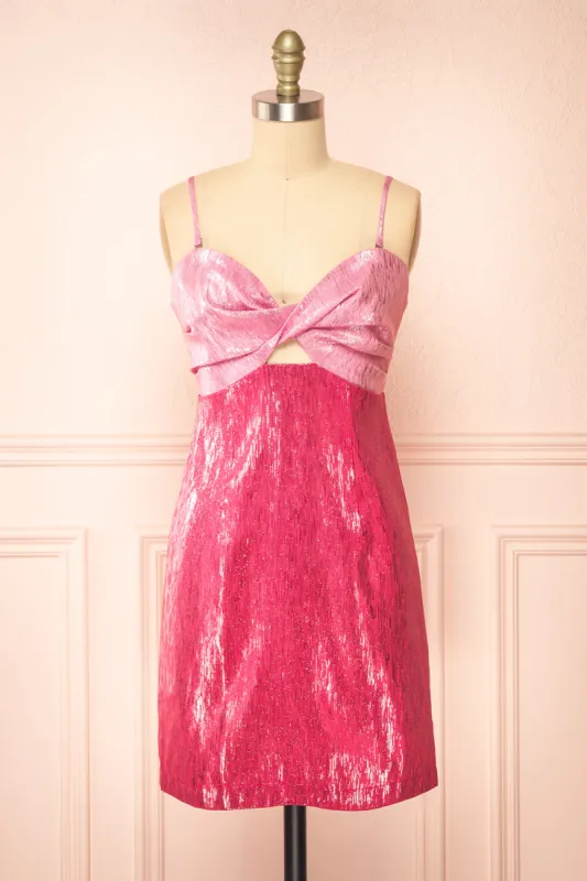 Talitha | Short 2-Toned Shimmery Pink Dress sold by Boutique 1861