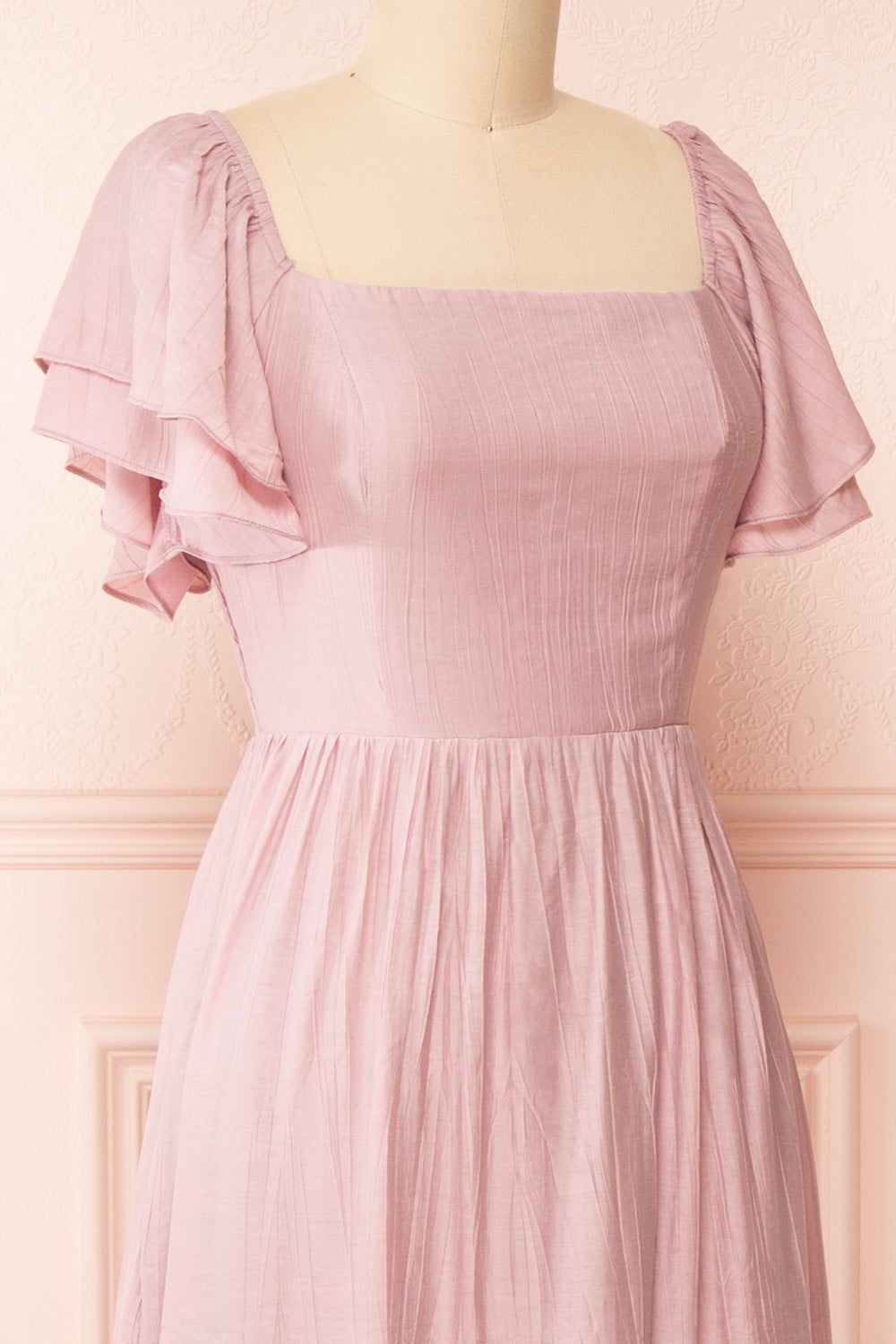 Myrtille | Mauve Midi Dress w/ Ruffled Sleeves sold by Boutique 1861 product image thumbnail 5