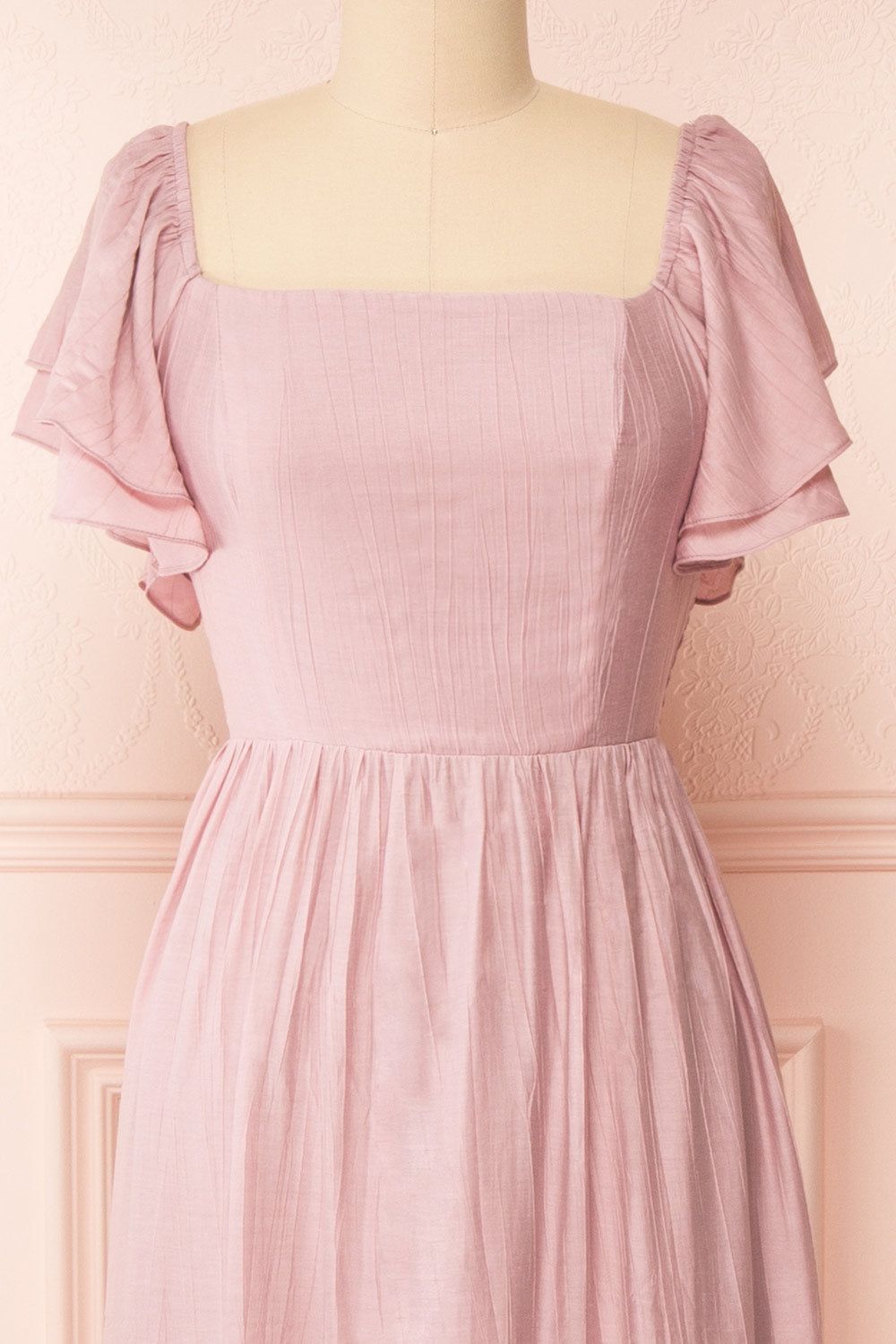 Myrtille | Mauve Midi Dress w/ Ruffled Sleeves sold by Boutique 1861 product image thumbnail 3
