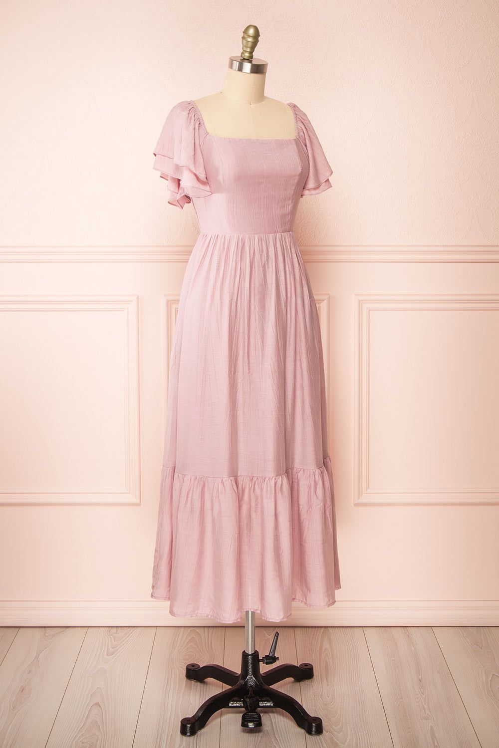 Myrtille | Mauve Midi Dress w/ Ruffled Sleeves sold by Boutique 1861 product image thumbnail 4