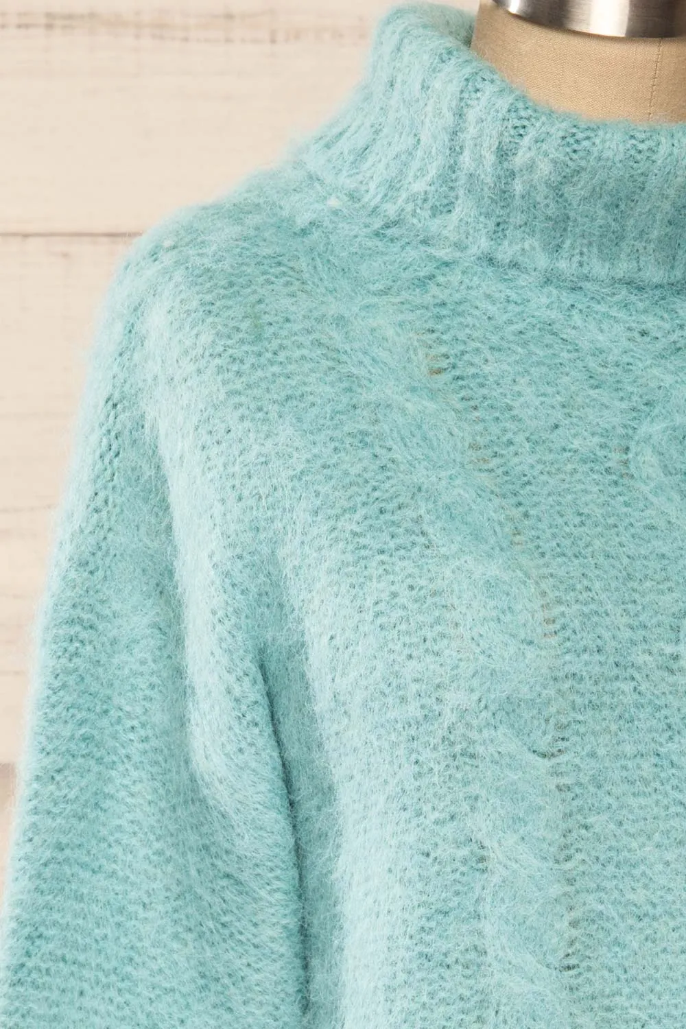 Seattle Teal | Fuzzy Knit Turtleneck Sweater sold by Boutique 1861 product image thumbnail 5