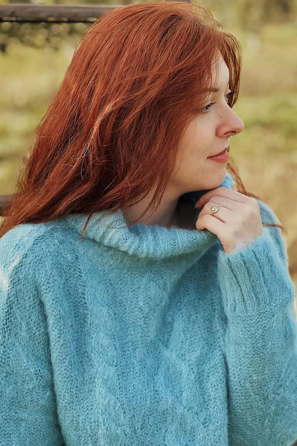Seattle Teal | Fuzzy Knit Turtleneck Sweater sold by Boutique 1861 product image thumbnail 2