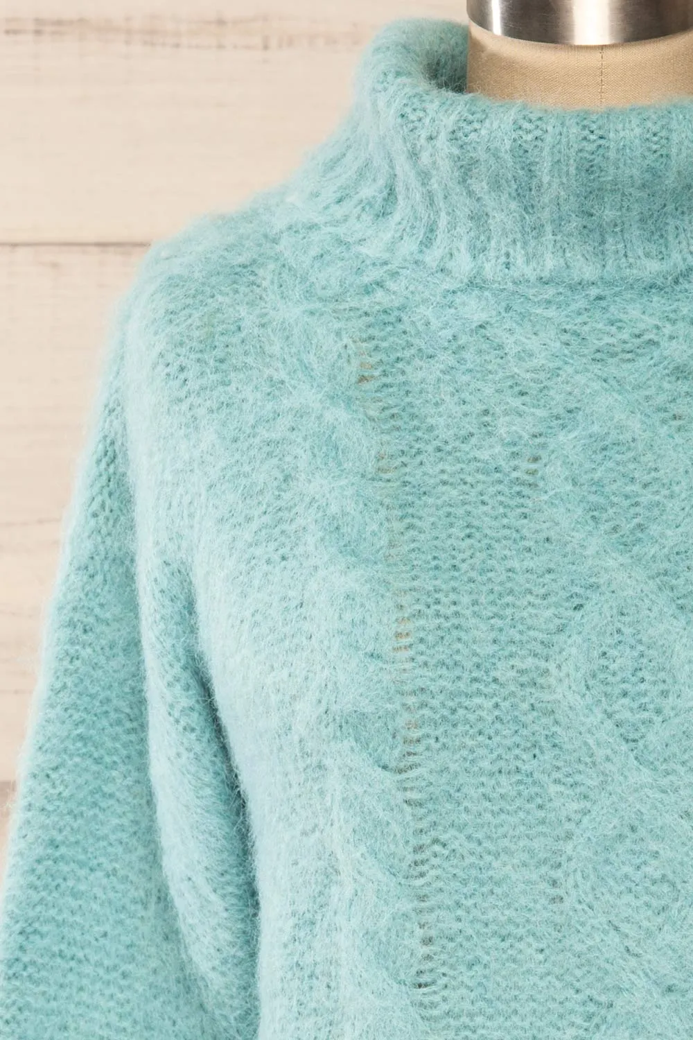 Seattle Teal | Fuzzy Knit Turtleneck Sweater sold by Boutique 1861 product image thumbnail 3