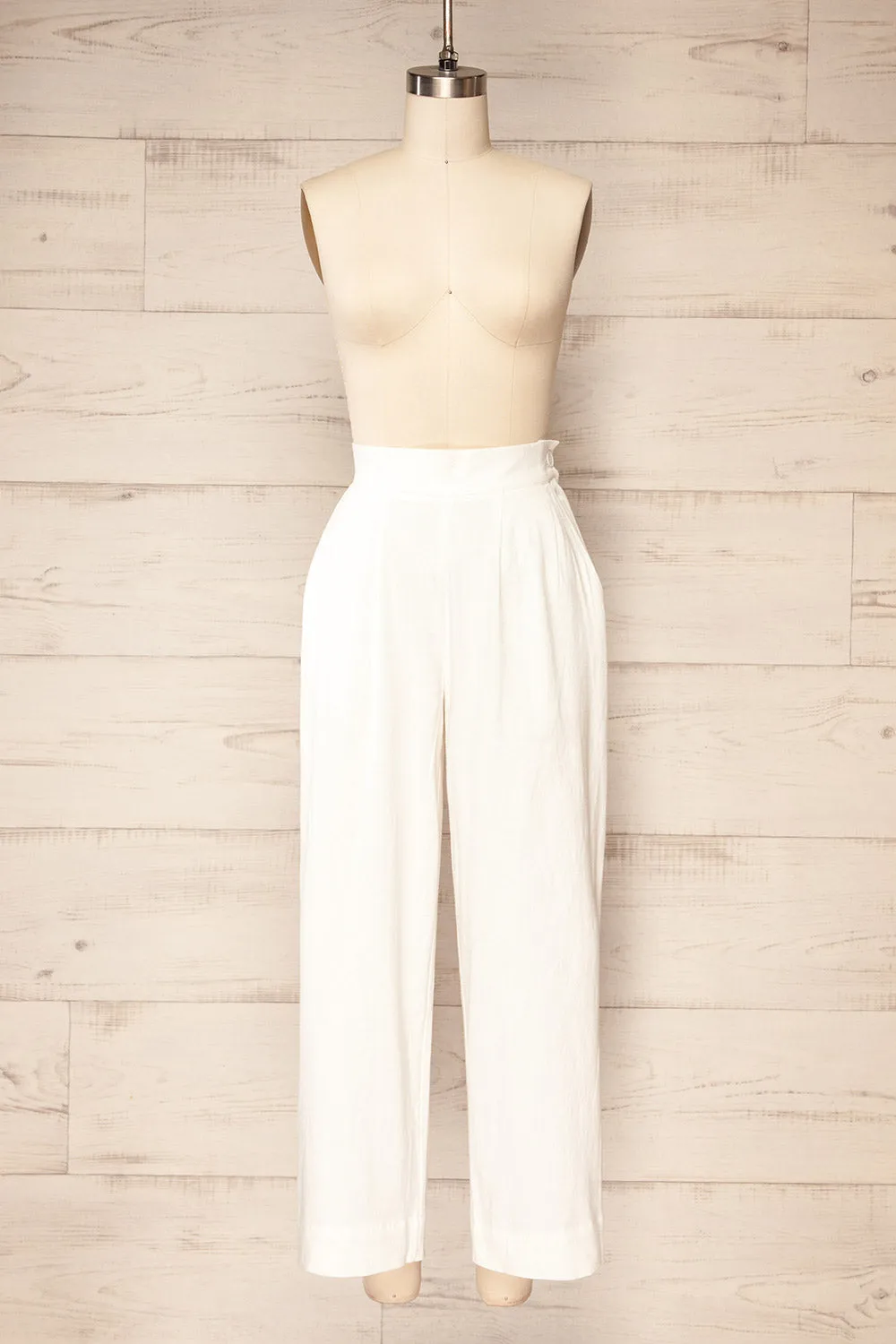 Sobekhotep | Ivory Linen Like Pants sold by Boutique 1861