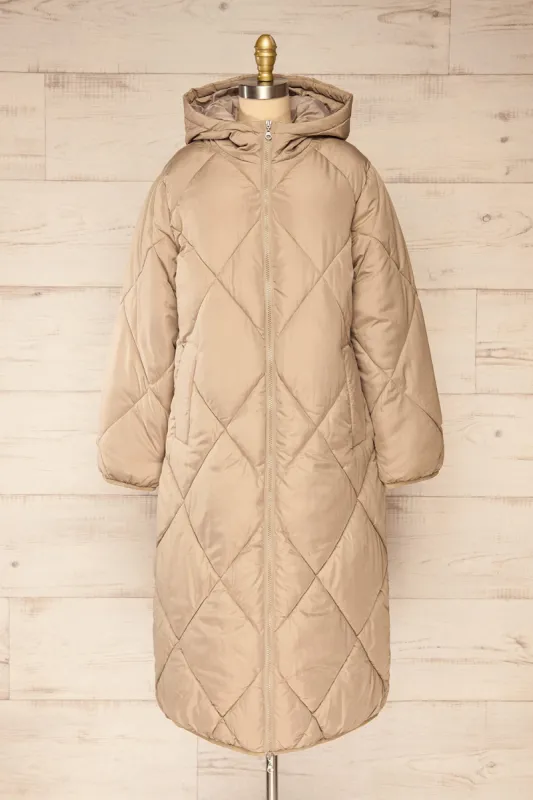 Manizales Beige | Long Quilted Coat sold by Boutique 1861