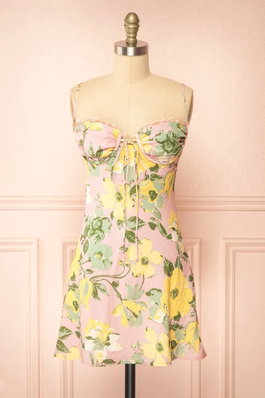 Bestie | Short Pink Floral Dress sold by Boutique 1861