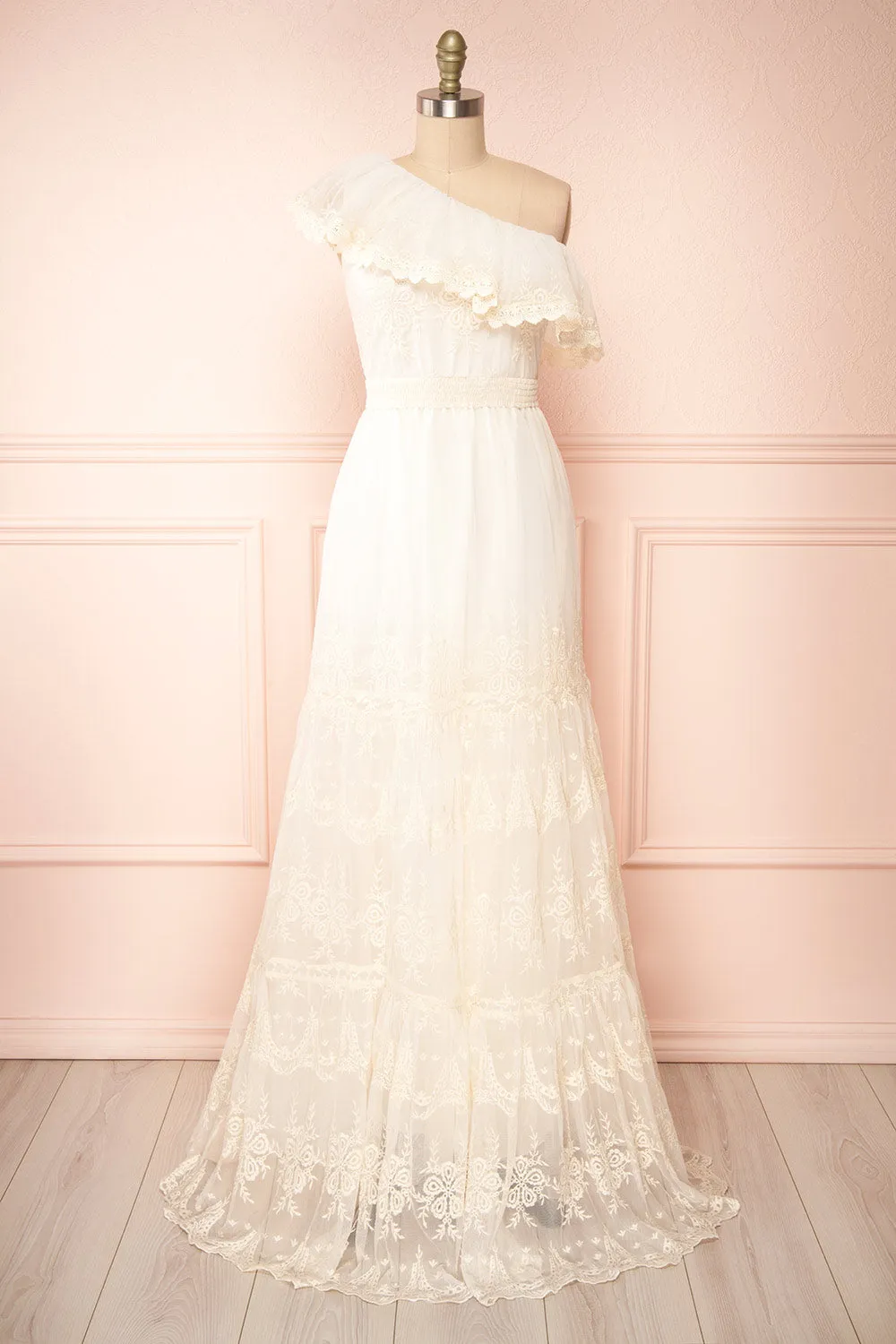 Mary-Grace | One Shoulder Embroidered Maxi Dress sold by Boutique 1861