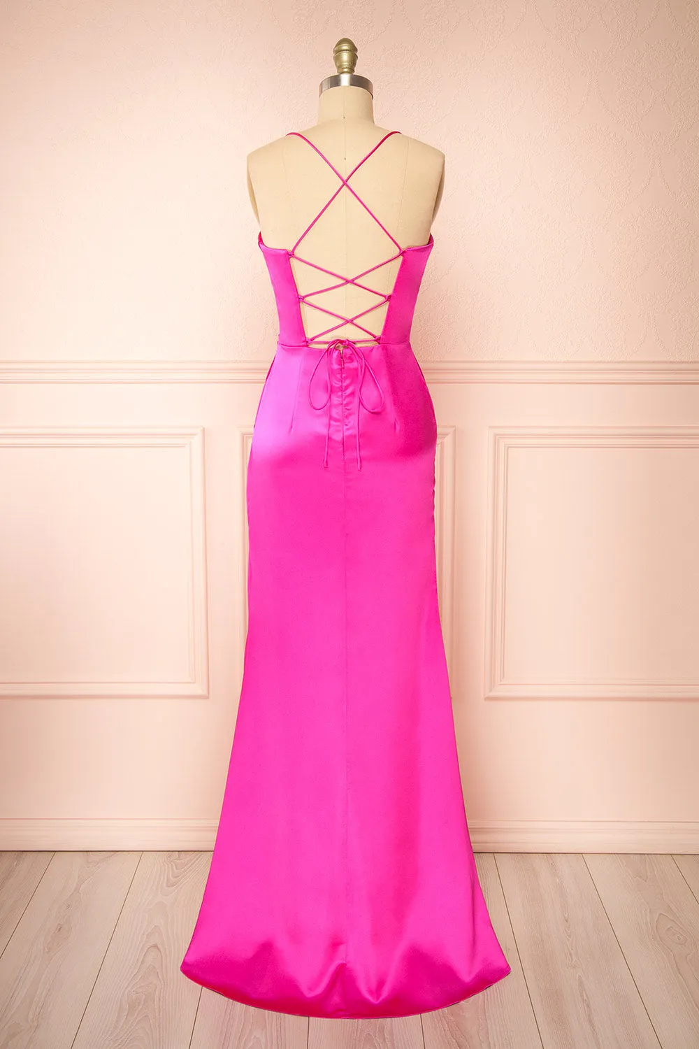 Kesha Fuchsia | Corset Cowl Neck Maxi Dress sold by Boutique 1861 product image thumbnail 4
