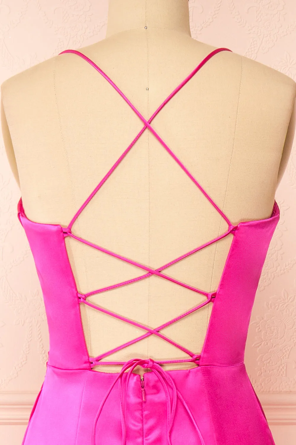 Kesha Fuchsia | Corset Cowl Neck Maxi Dress sold by Boutique 1861 product image thumbnail 3