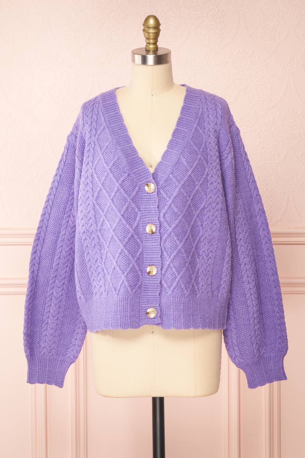 Alony Lilac | Knit Cardigan w/ Buttons sold by Boutique 1861