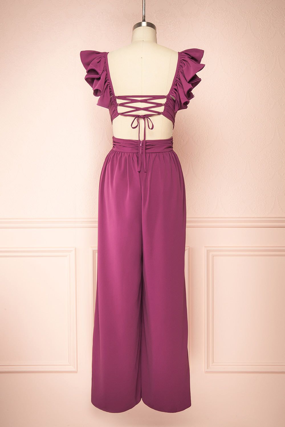 Saffira | Dark Purple Jumpsuit w/ Ruffled Straps sold by Boutique 1861 product image thumbnail 3
