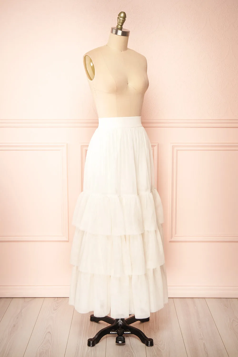 Ariette | Ivory High-Waisted Tiered Tulle Skirt sold by Boutique 1861 product image thumbnail 4