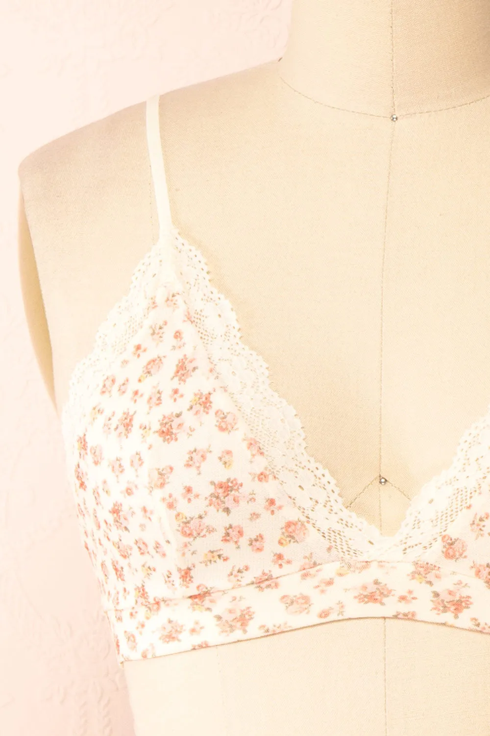 Distyle Ivory | Floral Mesh Bralette w/ Lace sold by Boutique 1861 product image thumbnail 2