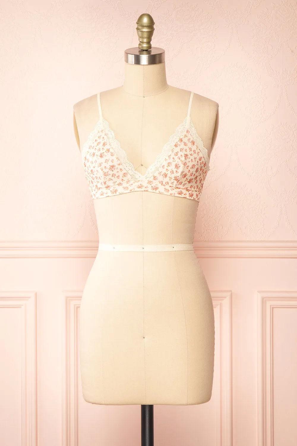 Distyle Ivory | Floral Mesh Bralette w/ Lace sold by Boutique 1861