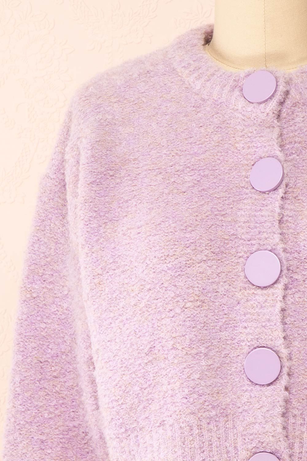 Cassy Lilac | Bouclé Knit Cardigan w/ Buttons sold by Boutique 1861 product image thumbnail 2