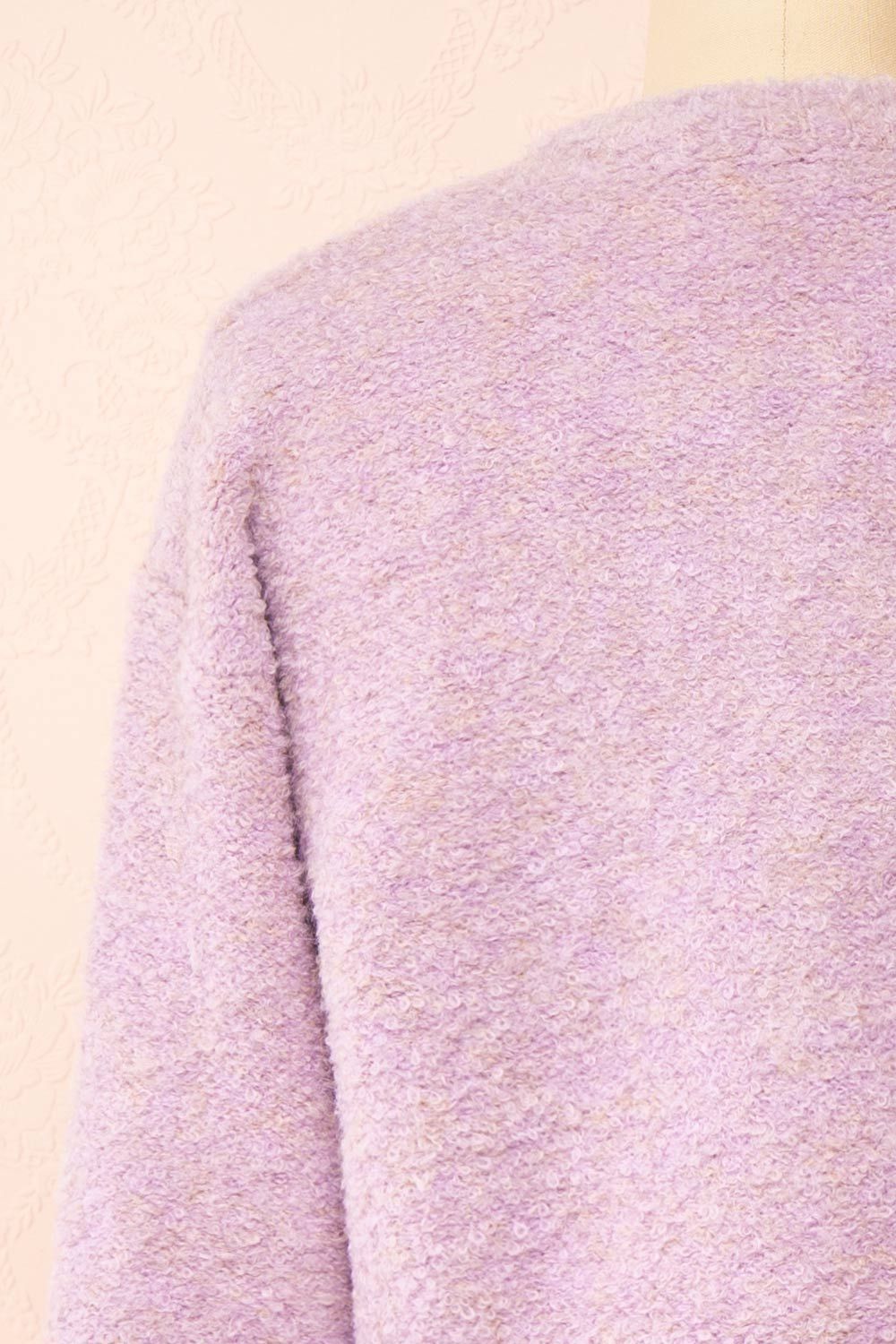 Cassy Lilac | Bouclé Knit Cardigan w/ Buttons sold by Boutique 1861 product image thumbnail 6