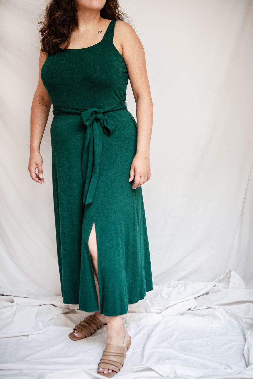 Deliciae Plus Size | Green Midi Dress w/ Fabric Belt sold by Boutique 1861 product image thumbnail 2